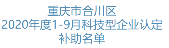 重庆市合川区2020年度1-9月科技型企业认定补助名单(图1) 重庆市合川区2020年度1-9月科技型企业认定补助名单(图1)